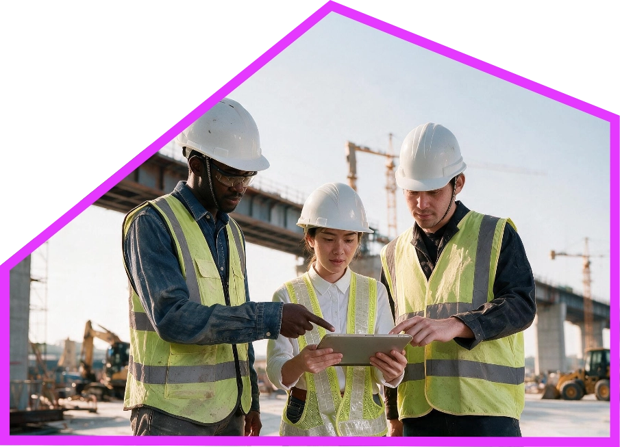 Une équipe de génie-conseil en réunion de chantier